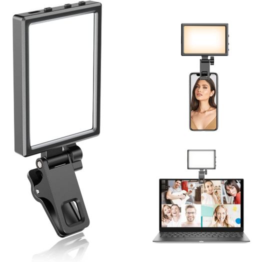 Eicaus Rechargeable Selfie Light with Clip and Adapter for Phone&Camera-Perfect for TikTok, Selfie, Video Conference-Compatible with iPhone,Android,iPad,Laptop-Portable LED Light for Photos and Videos