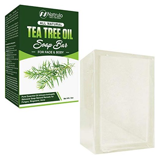 Tea Tree Oil Soap Bar for Face & Body, 4oz – Antifungal Antiseptic Natural Remedy Skin Cleanser – Pure Essential Oil Infused Skincare Cleansing Anti Fungal Bar Soap for Fungus, Ringworm, Acne