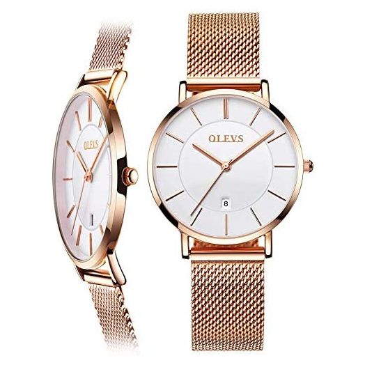6.5mm Ultra Thin Watches for Women Waterproof,Rose Gold Stainless Steel Ladies Watch,Casual Women Watches with Date,Big Face Female Wristwatches,Japanese Quartz Lady Watches,Gifts for Women