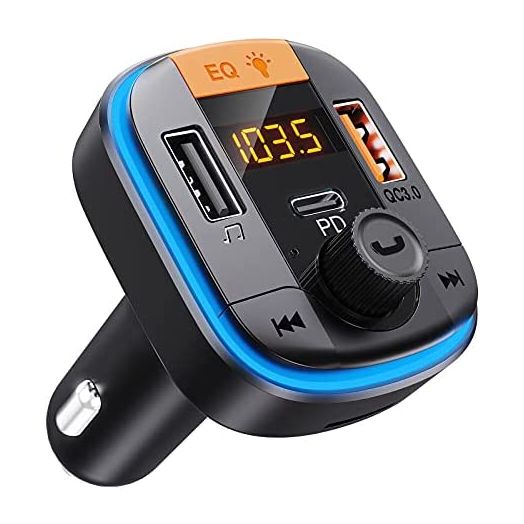 Bluetooth FM Transmitter for Car - Tensun Bluetooth Car Adapter PD20W+QC3.0 Cigarette Lighter Bluetooth 5.0 Radio Receiver Music Player Car Charger Supports Hands-Free Call Siri Google Assistant
