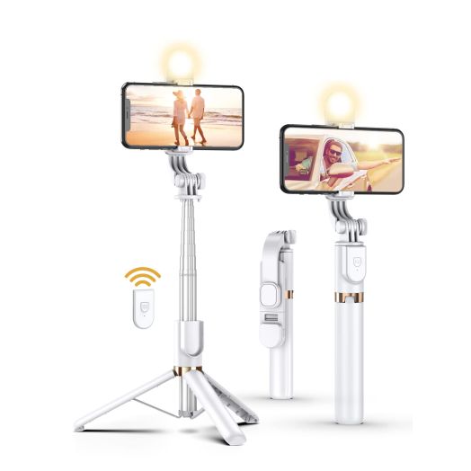 Selfie Stick Tripod with Wireless Remote, Cellphone Selfie Stick Tripod with LED Fill Light, for iPhone 15/14/14 pro/13/13 Pro/12/11/11 Pro/XS Max/XS/XR/X/8/7 and Android Smartphone(Upgrade)