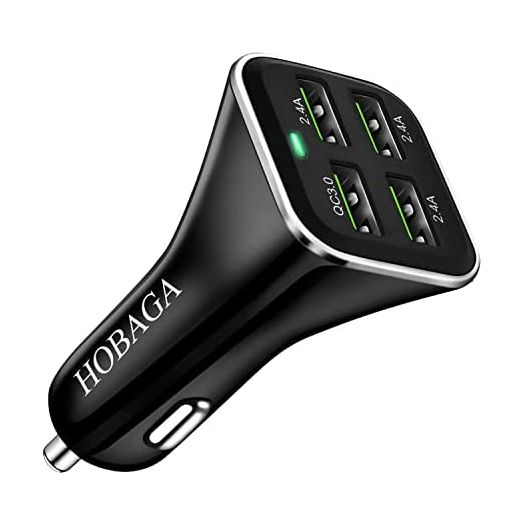 USB Car Charger Adapter, QC 3.0 Fast car Charger, 4-Port Multi 9.6 Amp 48W Rapid Car Charger Compatible with iPhone 13/12/11 Pro Max, Samsung Galaxy S20 Ultra/Note20, LG, Pixel and More.