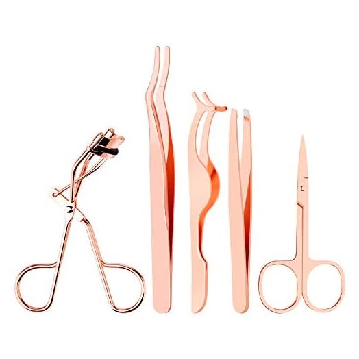 Yiwoo 5 Pieces False Eyelashes Applicator-Eyelashes Tool-Eyelashes Curlers-Curved Eyelash Curler(Rose Gold)