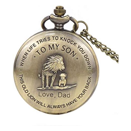 Pocket Watch for Men Vintage Quartz Engraved Pocket Watch for Dad with Chain & Dad Christmas Birthday Christmas Gifts