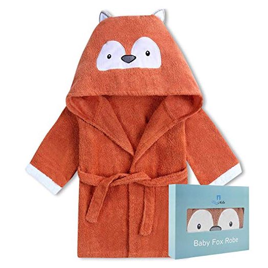 BlueMello Baby Fox Bathrobe | Ultra-Soft Hooded Robe for Toddlers 0-6 Months | Essential Bath Towel for Infants | Ideal for Baby Boy Accessories and Newborn Registry | Perfect Baby Girl Shower Gift