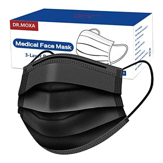 100Pcs Medical Grade Black Disposable Face Masks -3 Ply Face Mask