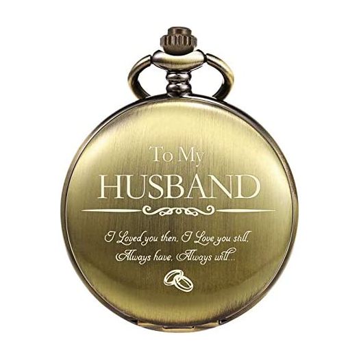 TREEWETO Pocket Watch for Him/Men/Husband | Engraved ‘to My Husband’ Pocket Watch | I Love You for Husband for Birthday Valentines Wedding