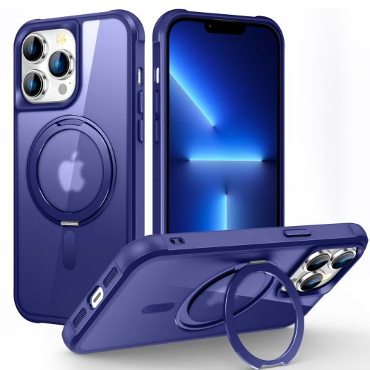 Case for iPhone 15 Plus with 360°Rotatable Magnetic Ring Stand Compatible with MagSafe Lightweight and Translucent Matte Back Shockproof Protective Case Men Women Black