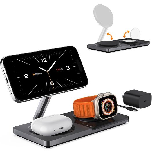 3-in-1 Wireless Charging Station for Apple: used for iPhone and Watch Charging Station with Magsafe Charger Stand, Wireless Charging Stand for iPhone15/14/13/12, Apple Watch 1-9/Ultra, AirPods 3 Pro