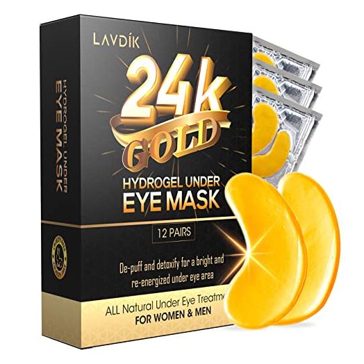 Under Eye Patches, 24K Gold Eye Mask - 12 Pairs, Collagen Eye Patch for Puffy Eyes and Dark Circles and Anti-Aging, Deep Moisturizing Eye Treatment Masks for Women and Men