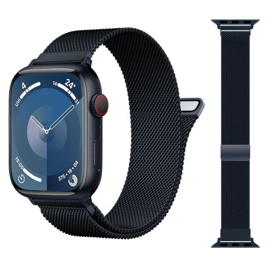 Patented Milanese Loop Compatible with Apple Watch Band Series 9 8 7 6 5 4 3 Ultra 2 1 SE 49mm 45mm 44mm 42mm 41mm 40mm 38mm for Women Men, Magnetic Stainless Steel Clasp Bands