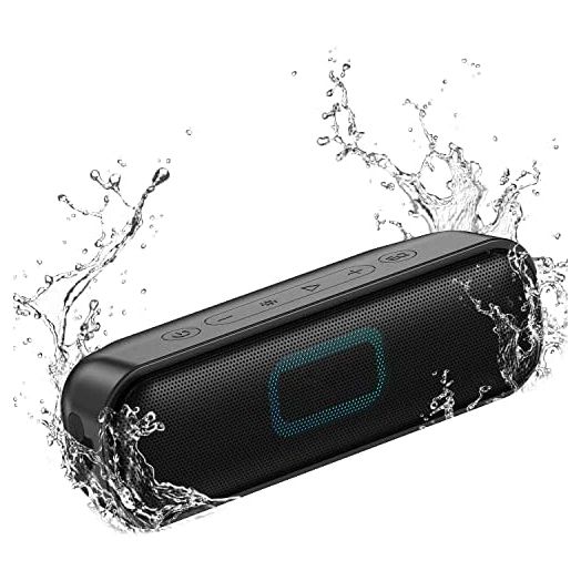 Bluetooth Speakers, Portable Speakers Bluetooth Wireless with 20W Stereo Sound, IPX7 Waterproof Shower Speakers, 100FT Range, Multi-Colors Lights, 1200 mins Battery Life for Indoor&Outdoor