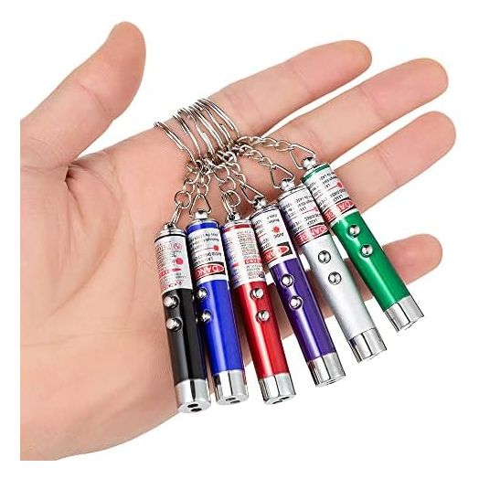 6 PCS Cat Toys Laser Pointer Mini Keychain Laser Pointer LED Flashlight Dog Laser Toy Pet Remote Control Laser (6 Pcs Pack A)