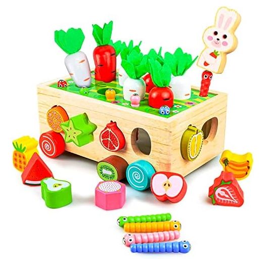 Kizmyee Toddler Montessori Toys for Kids, Wooden Educational Toys Shape Color Sorting Matching Educational Wooden Toys for Toddlers for Boys Girls 1 2 3 4 5+ Year Old