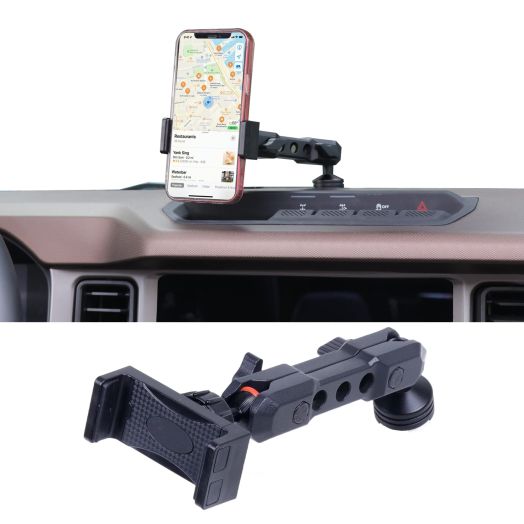 Dash Phone Mount Holder for 2021 2022 2023 2024 New Ford Bronco 2/4 Door Interior Accessories Dashboard Cell Phone Stand 360° Adjustable Aluminum Smartphone Bracket Black