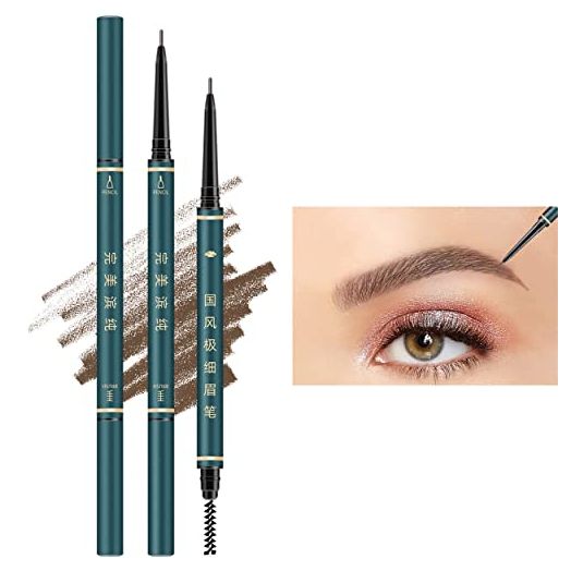 Eyebrow Pencil, 3 PCS Waterproof Professional Makeup Micro Brow Pencil, Brow Kit with Eyebrow Brush and Razor