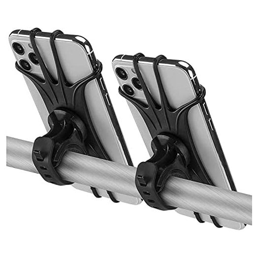 Kinizuxi Bike Phone Mount 2 Pack, Universal Bike Phone Holder Handlebar, 360°Rotation Silicone Bicycle Phone Mount Bike Cell Phone Holder for Bike Compatible with iPhone Samsung All Phones
