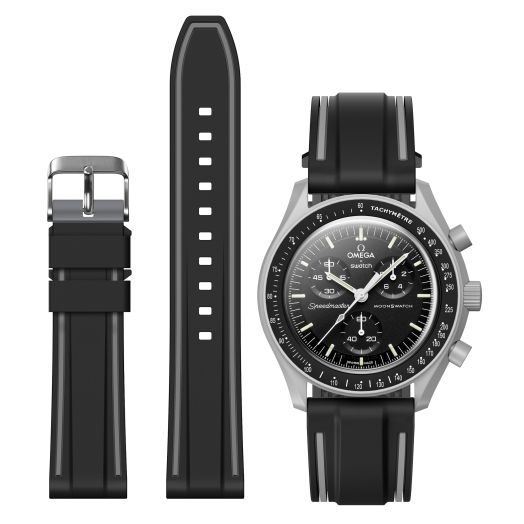 Stanchev Bands for Moonswatch Watch,Soft Silicone Strap Compatible with Omega x Swatch MoonSwatch Speedmaster 20mm Watch,Quick Release Waterproof Replacement Strap for Swatch Omega Men Women