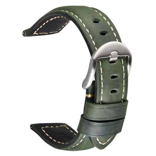 HEYOZURY Vintage Leather Watch Band for Omega X Swatch Moonswatch Watch Strap Frosting Crazy Horse Genuine Leather Replacement for Samsung Galaxy Watch Classic for Panerai for Men 20mm 22mm 24mm 26mm