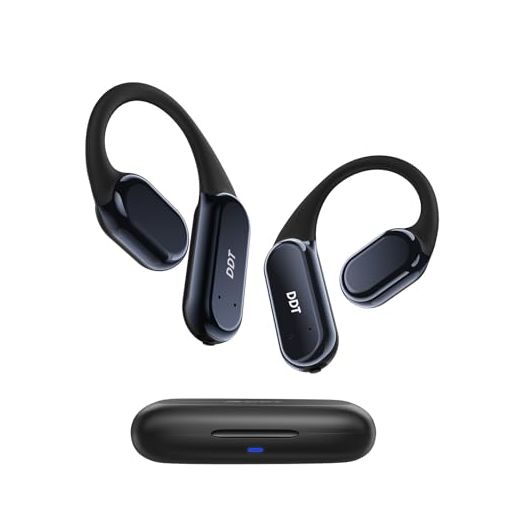 True Wireless Bone Conduction Earphones, OWS Open Ear Headphones with Earhooks, Bluetooth 5.3, Up to 60H Playtime with Case, IP68, AAC/SBC, for Cycling Yoga Workouts