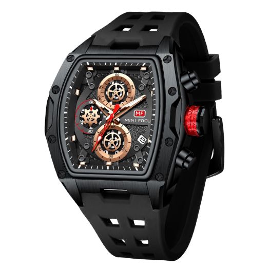 FLYTIK Men's Fashion Sport Wrist Watch Waterproof Chronograph Unique Casual Luminous Watches Analog Quartz Date with Silicon Band Gift for Men