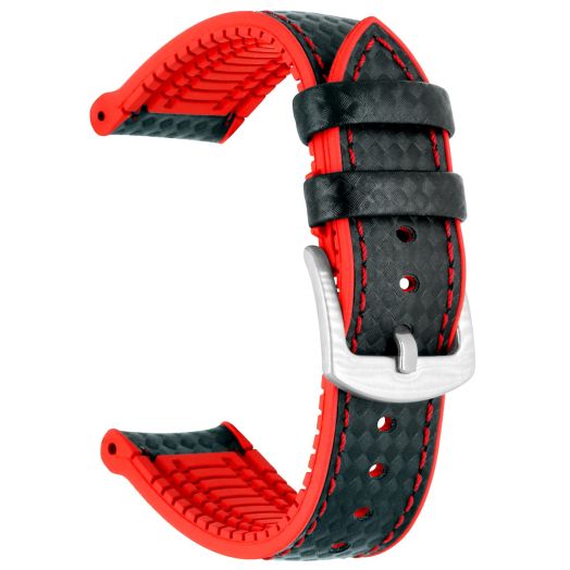 SINAIKE 22mm Watch Straps Tapered Silicone Soft Rubber Replacement Watch Bands for Men Women Red Stitches