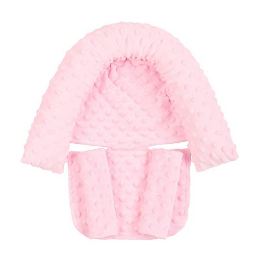 Baby Head Support and Strap Covers - Infant Head Support Pillow Super Soft Head and Neck Cushion for Car Seat Baby Headrest and Carseat Neck Cover,Light Pink