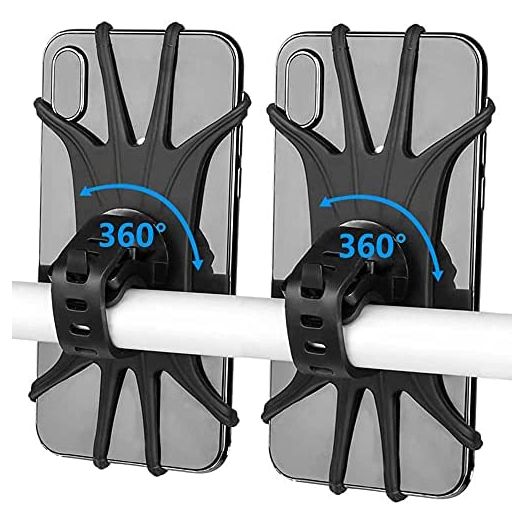 VOVIGGOL Bike Phone Mount 2 Pack, Universal Motorcycle Phone Holder for Bike, 360°Rotation Silicone Bicycle Phone Holder Handlebar Phone Mount Compatible with iPhone 12 11 Pro, Samsung