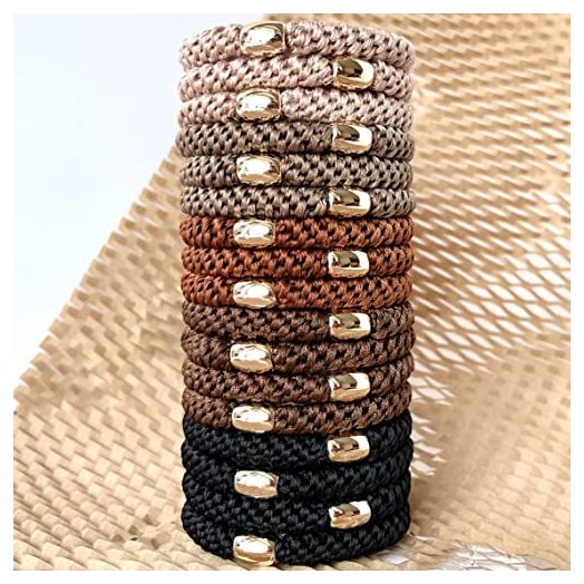 Tanha Hair Ties for Women Girl, Ponytail Holders for Thick Hair, No Slip Damage Crease Hair Bands-17Pcs Brown