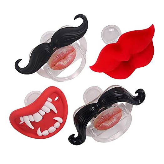 YAPROMO 4 PCS Funny Pacifiers for Babies Cute Mustache Pacifiers BPA Free, Latex Free