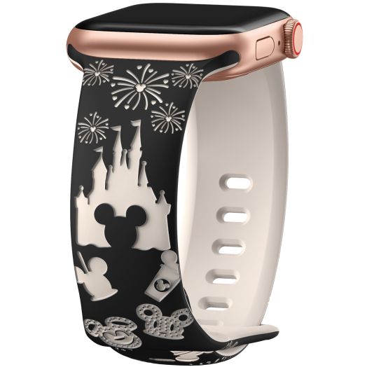 Cartoon Engraved Band Compatible with Apple Watch Bands 40mm 38mm 44mm 45mm 41mm 42mm 49mm Women, Two-Tone Cute Soft Silicone Sport Strap for iWatch Series 9/8/SE/7/6/5/4/3/2/1