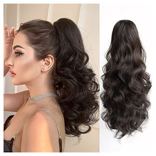 StrRid Pony Tail Hair Extainson, Ponytail Extension Claw Clip in Hair Extensions Ponytail 16"Wavy Ponytail Wig