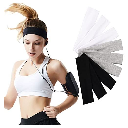 Workout Headbands Women 9Pcs, Cotton Headbands Women Men 2.5 inch Wide Non Slip