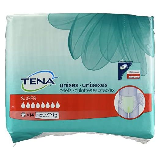 TENA Incontinence Briefs, Super, Medium 14 ea