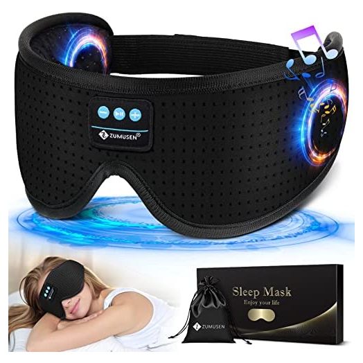 Sleep Headphones, White Noise Bluetooth 5.2 Sleep Eye Mask,3D Breathable Wireless Sleep Mask with Timer for Side Sleepers Travel Relaxation, Meditation, Cool Gadgets for Women Man