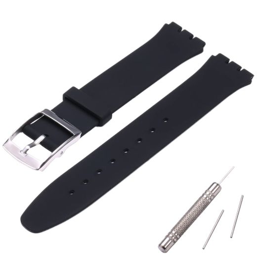 MCXGL silicone replacement strap ultra-thin ladies watch band compatible with swatch skin series no second watch (16mm)