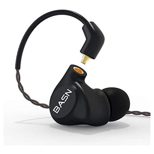BASN Metalen in-Ear Monitors Headphones,Musicians Noise Isolating Quad Drivers IEMs with Deep Bass, Two Detachable MMCX Cables with Case for Singers,Drummers,Bassists(Matt Black)