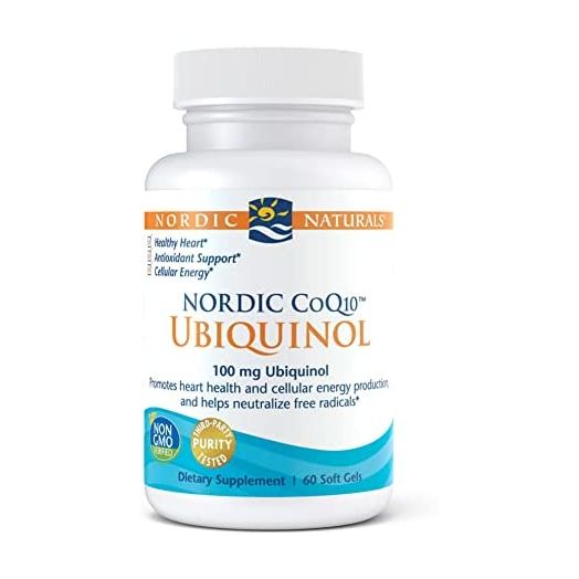 Nordic Naturals Nordic CoQ10 Ubiquinol - 60 Mini Soft Gels - 100 mg Coenzyme Q10 (CoQ10) Ubiquinol - Heart & Brain Health, Cellular Energy Production, Antioxidant Support - Non-GMO - 60 Servings