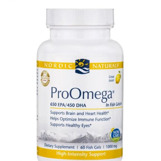 Nordic Naturals ProOmega 1000 mg, Lemon Flavor - FISH GELATIN - 60 Soft Gels