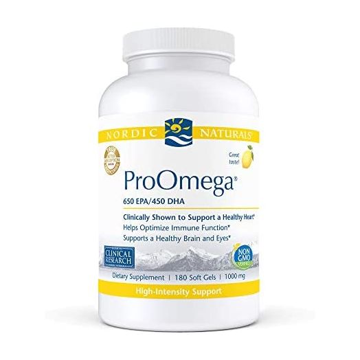 Nordic Naturals ProOmega, Lemon Flavor - 180 Soft Gels - 1280 mg Omega-3 - High-Potency Fish Oil with EPA & DHA - Promotes Brain, Eye, Heart, & Immune Health - Non-GMO - 90 Servings