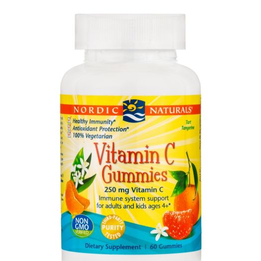 Nordic Naturals Vitamin C Gummies 250 mg, Tart Tangerine Flavor - 60 Gummies