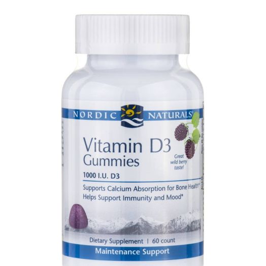 Nordic Naturals Vitamin D3 Gummies 1000 I.U. Wild Berry Flavor - 60 Gummies