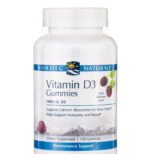 Nordic Naturals Vitamin D3 Gummies 1000 I.U. Wild Berry Flavor - 120 Gummies