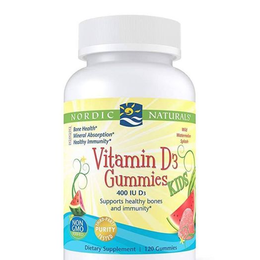 Nordic Naturals Vitamin D3 Gummies KIDS 400 IU, Wild Watermelon Splash Flavor - 120 Gummies
