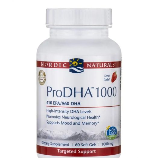 Nordic Naturals ProDHA 1000 mg, Strawberry Flavor - 60 Soft Gels