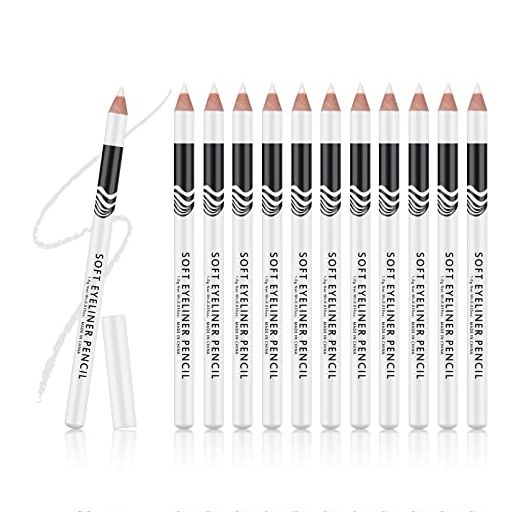 Ownest Professional Highlighter Eye Liner Pen, White Eyeliner Pencil (12 Pack)