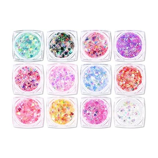 Ownest 12 Colors Holographic Chunky Glitter Gel Set
