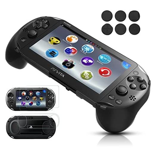 Gorliskl Hand Grip Handle Joypad Protective Case with L2 R2 Trigger Button Grip Shell Controller Protective Case for Sony Playstation PS Vita 2000 PSV 2000 PS Vita Slim.