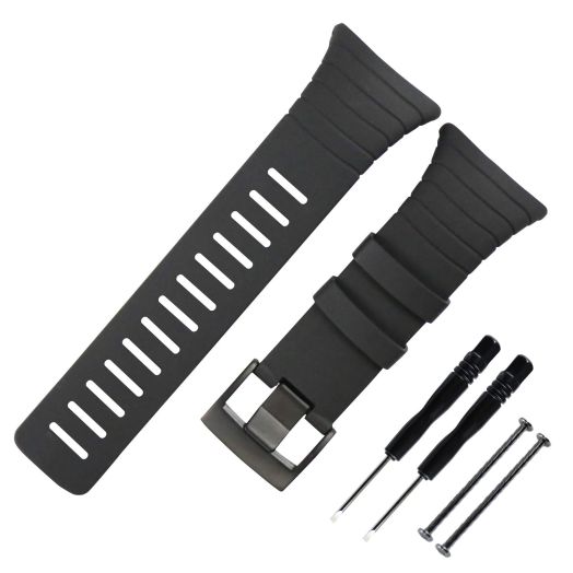 KHZBS rubber watch strap Replacement for suunto core outdoor sports all black men's watch band