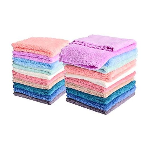 Kyapoo 20 Pack Baby Washcloths Microfiber Coral Fleece Extra Absorbent and Soft for Newborns, Infants and Toddlers